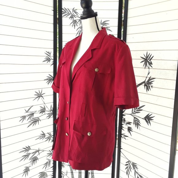 Vintage 1980s Red Linen Blend Oversized Blazer - Picture 9 of 16
